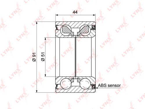 LYNX WB1456 Подшипник ступицы передний (с ABS, 44x51x91) HONDA CR-V III-IV 2.0-2.4 07> / Civic(FD) 2.0