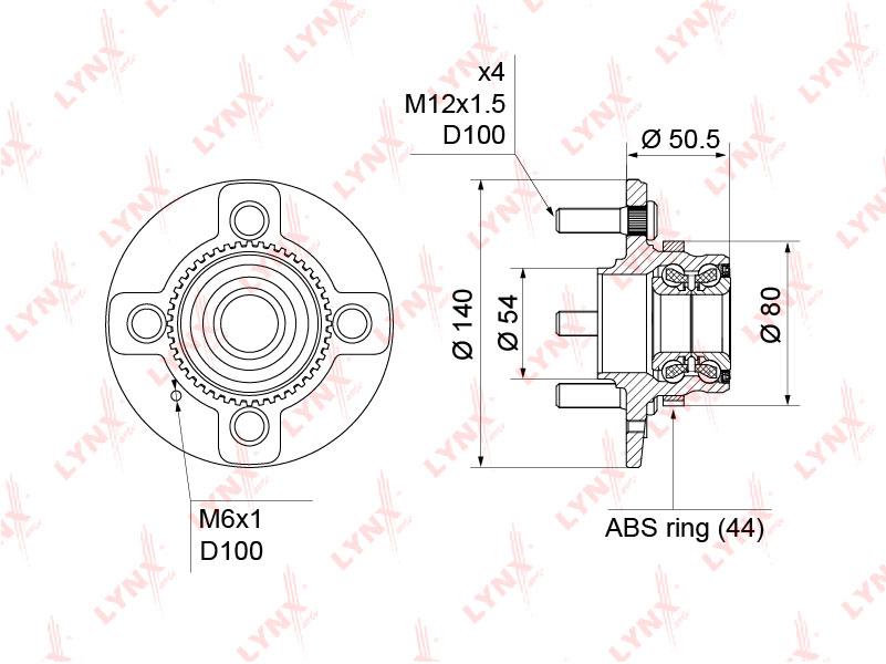 LYNX WH1132 Ступица колеса задняя! Hyundai Accent 1.3/1.5/1.6 00>