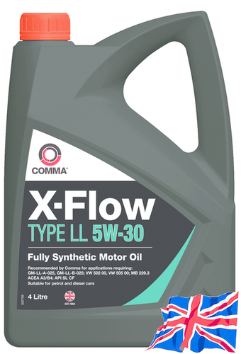 COMMA XFLL4L 5W30 X-FLOW TYPE LL (4L) масло мот.! синт. A3/B4,API SL/CF,GM-LL-B-025,MB 229.3,VW 502/505.00